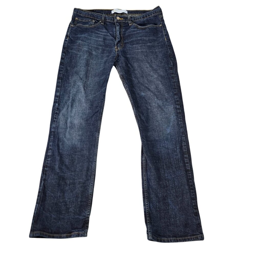 Levis Strauss Jeans Mens 36x32 Blue Straight Leg Denim Casual Classic Dark Wash